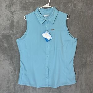 NWT Columbia Women's Tank XL Teal Blue Sleeveless Shirt Vented Kestrel Trail